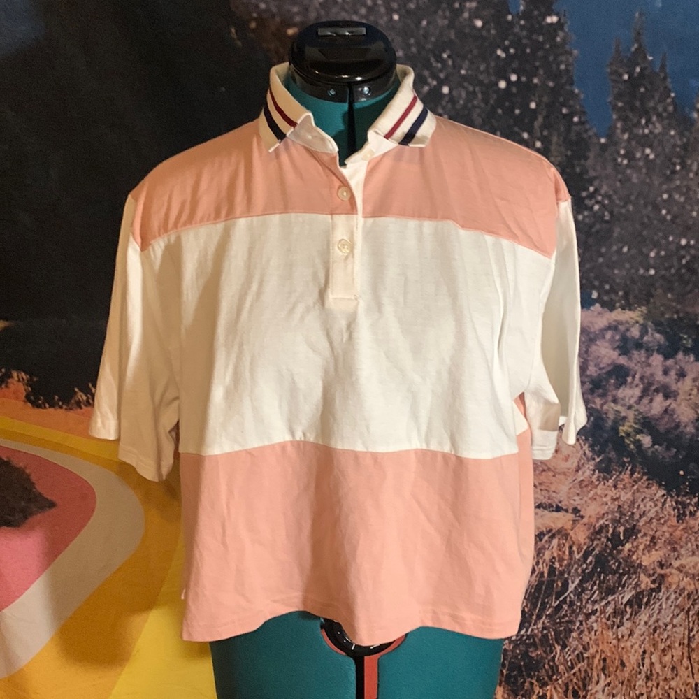 NWT pink, and white striped short sleeve shirt with striped color wild fable